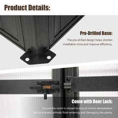 [06X08FT] Heavy-Duty Outdoor Polycarbonate Greenhouse With Fully Automatic Temperature Control Vent (SAK51892)