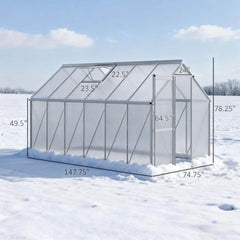 [06X12FT] Heavy-Duty Aluminum Walk-In Greenhouse With Rooftop Vent And Sliding Door (SAK69048)