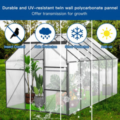 [06X12FT] Heavy-Duty Black Polycarbonate Greenhouse With Raised Base And Anchor (SAK92451)