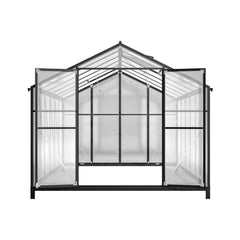 [08X12FT] Large Outdoor Heavy-Duty Polycarbonate Walk-In Greenhouse With Double Swing Doors And Two Ventilation Windows (SAK73651)