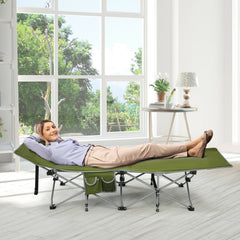 Folding Camping Cot with Side Storage Pocket