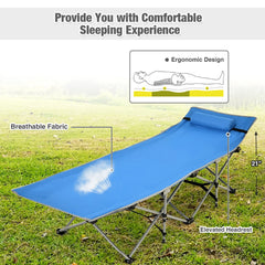 Folding Camping Cot with Side Storage Pocket