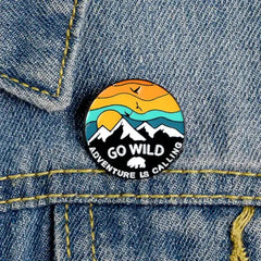 Go Wild Adventure Is Calling Hard Enamel Pin – Nature Lover Gift