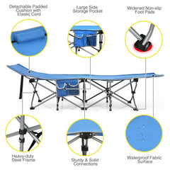 Folding Camping Cot with Side Storage Pocket