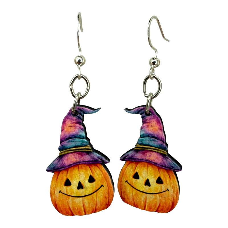 Watercolor Pumpkin Earrings #1928