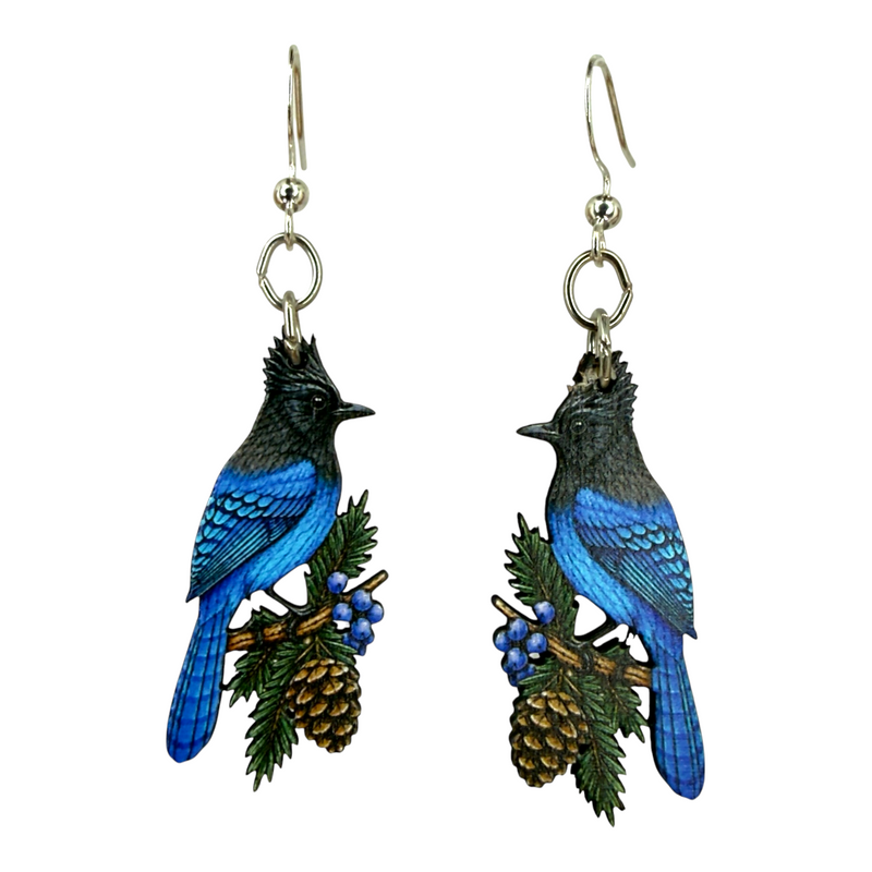 Steller Jay Bird Earrings #1930