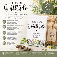 Seeds of Gratitude Gift, 25 Pack Seed Packets, Teacher Appreciation Gifts