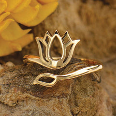 Adjustable Bronze Lotus Ring
