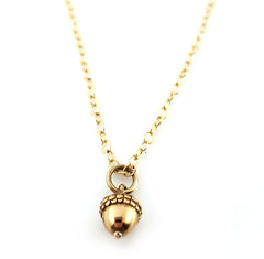 Dainty Acorn Charm 14k Gold Filled Necklace