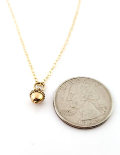 Dainty Acorn Charm 14k Gold Filled Necklace
