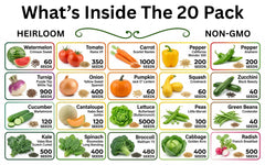 20-50 Varieties - Heirloom Vegetable & Herb Seed Vaults – USA Grown, Non-GMO - 10,000-50,000 Seeds