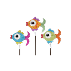 Fish Garden Stake, Asst  (Set of 3)