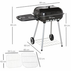 21-Inch Portable Charcoal Grill with Wheels and Bottom Shelf
