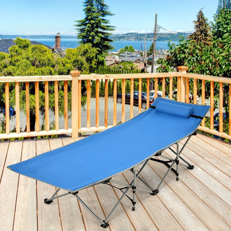 Folding Camping Cot with Side Storage Pocket