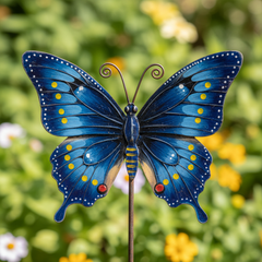 Cerulean Butterfly Painted Garden Stake