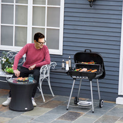 21-Inch Portable Charcoal Grill with Wheels and Bottom Shelf