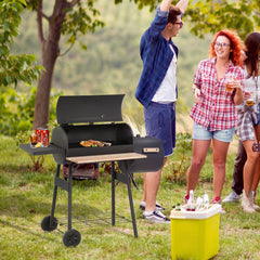 48-Inch Steel Portable Charcoal BBQ Grill and Offset Smoker Combo