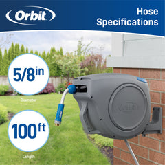 100 ft x 5/8 in Auto-Retractable Garden Hose Reel 28263