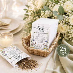Let Love Grow Wedding Favors 25 Pack, Pre Filled Wildflower Seed Packets