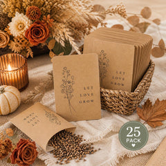 Let Love Grow Wedding Favors 25 Pack, Boho Wildflower Seed Packets