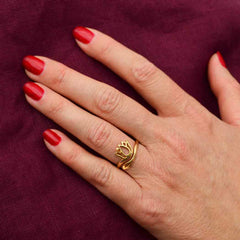 Adjustable Bronze Lotus Ring