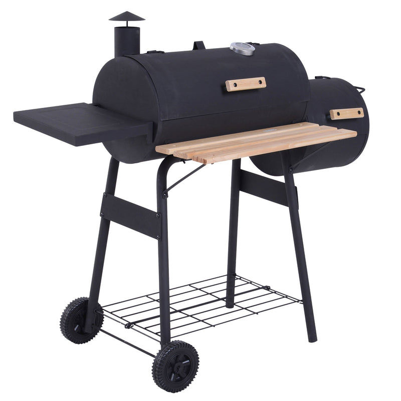 48-Inch Steel Portable Charcoal BBQ Grill and Offset Smoker Combo