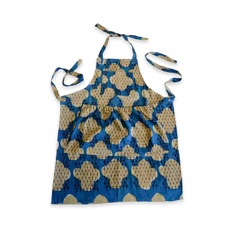 Organic Cotton Block Print Apron - Unisex Kitchen & Garden | Mali