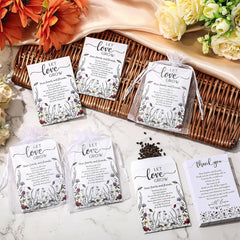 Let Love Grow Wedding Favors 25 Pack, Pre Filled Wildflower Seed Packets