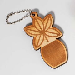 Wooden Plant Key Chain