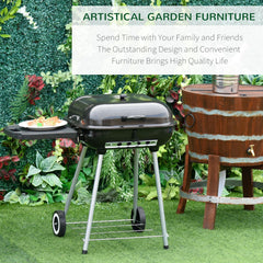 21-Inch Portable Charcoal Grill with Wheels and Bottom Shelf