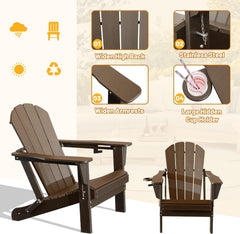 Adirondack Chair, Folding HDPE Outdoor Seating with Cup Holder