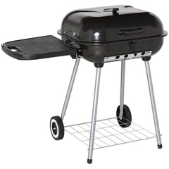 21-Inch Portable Charcoal Grill with Wheels and Bottom Shelf