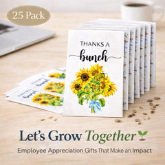 Thanks a Bunch Seed Packets – 25 Pack | Sunflower or Wildflower Seeds