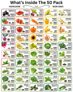 20-50 Varieties - Heirloom Vegetable & Herb Seed Vaults – USA Grown, Non-GMO - 10,000-50,000 Seeds