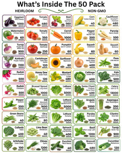 20-50 Varieties - Heirloom Vegetable & Herb Long-Term Seed Vault Bucket – USA Grown, Non-GMO - 10,000-50,000 Seeds