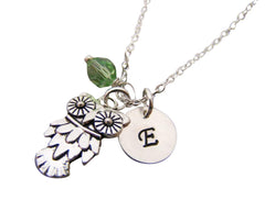 Owl Charm Personalized Sterling Silver Necklace