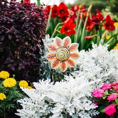 Orange Petal Painted Garden Stake