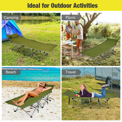 Folding Camping Cot with Side Storage Pocket