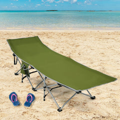 Folding Camping Cot with Side Storage Pocket
