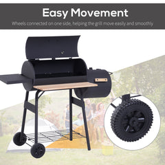 48-Inch Steel Portable Charcoal BBQ Grill and Offset Smoker Combo