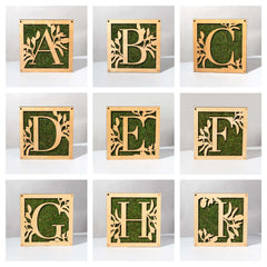 Monogrammed Moss Frame - Wooden Botanical Wall Art Letter "L"
