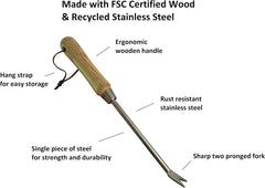 Stainless Steel Garden Dandelion Weeder (classic wood handle)