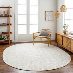 Beige Braided Faux Jute Outdoor Rug