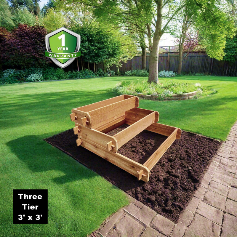 Timberlane Gardens Raised Garden Bed Kit 3 Tiered (1x3 2x3 3x3) Select Cedar Elevated Planter