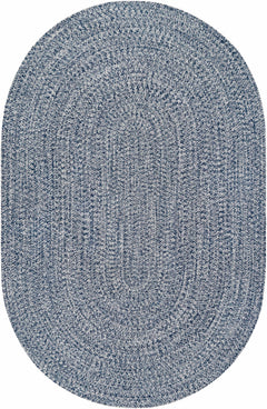 Blue Braided Faux Jute Outdoor Rug