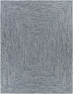 Blue Braided Faux Jute Outdoor Rug