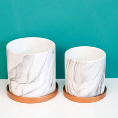 Selene & Athena Ceramic Marble Planter Bundle  - Empty