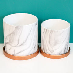 Selene & Athena Ceramic Marble Planter Bundle  - Empty