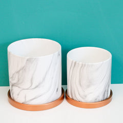 Selene & Athena Ceramic Marble Planter Bundle  - Empty
