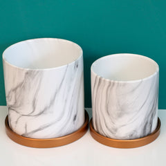 Selene & Athena Ceramic Marble Planter Bundle  - Empty